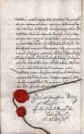 Zawartość – Content: Umowa kupna-sprzedaży posiadłości Brody podpisana dnia 24 marca 1740 r. między Henrykiem hrabią Rzeszy von Brühl (jako nabywcą) a Fryderykiem Karolem hrabią von Watzdorf (jako sprzedającym), skan dokumentu, 24 marca 1740 r.;  Właśność intelektualna – Intellectual Property: -  Prawa majątkowe: Archiwum Państwowe w Zielonej Górze;  Dookreślenie - Istantiation: Materiał zawarty w jednostce archiwalnej.
